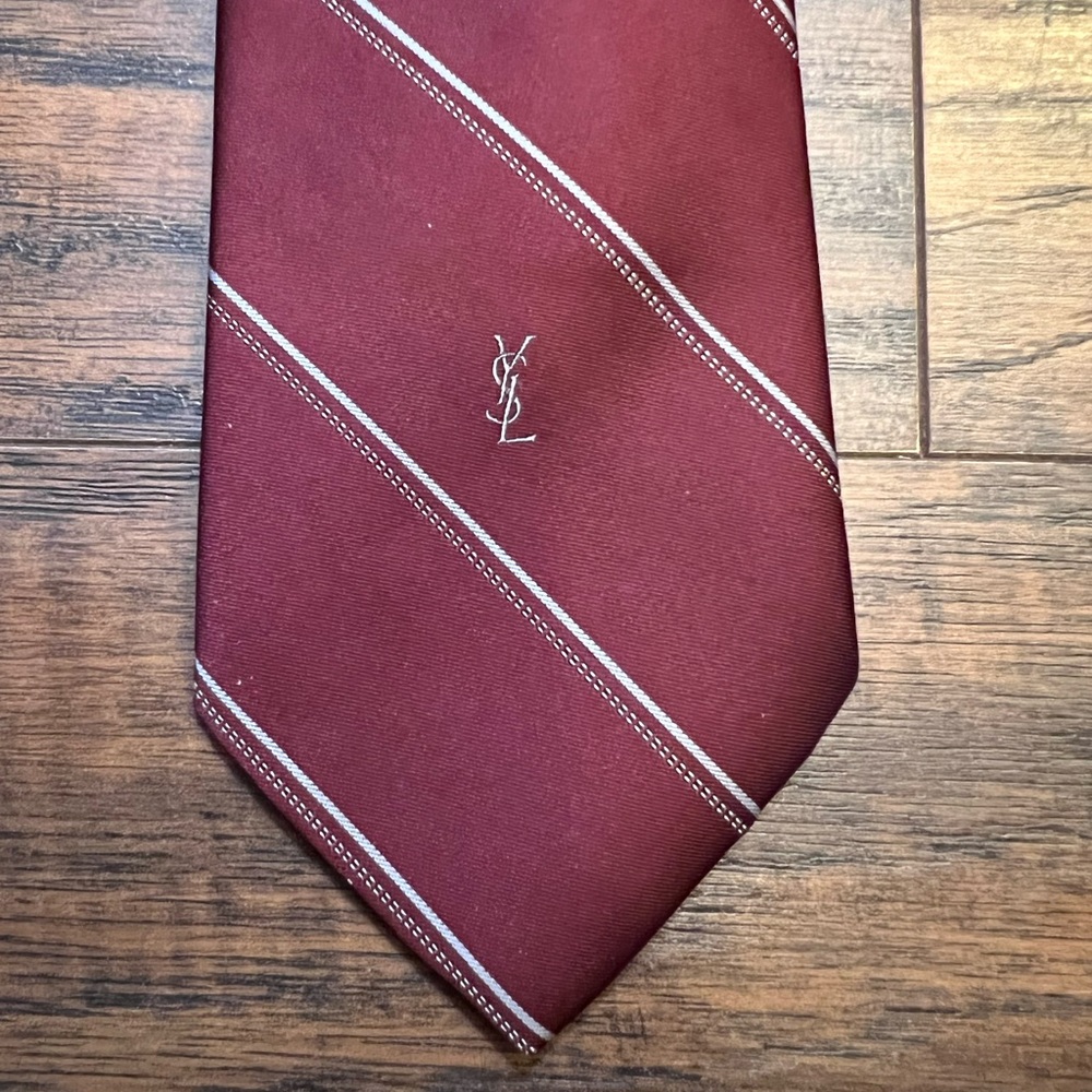 Yves St Laurent vintage burgundy stripe tie